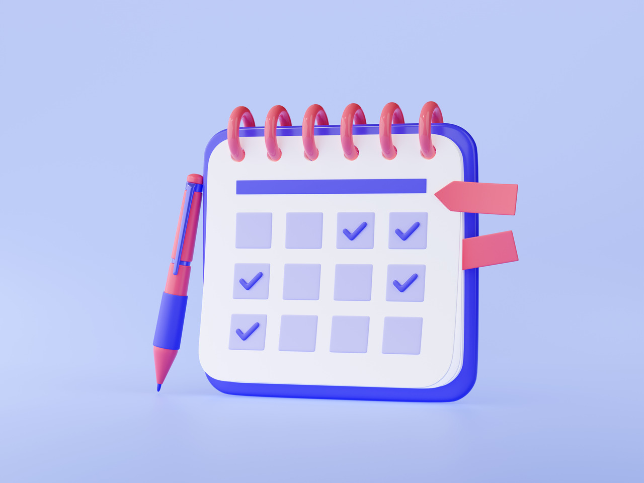 Ilustração de um calendário com datas marcadas